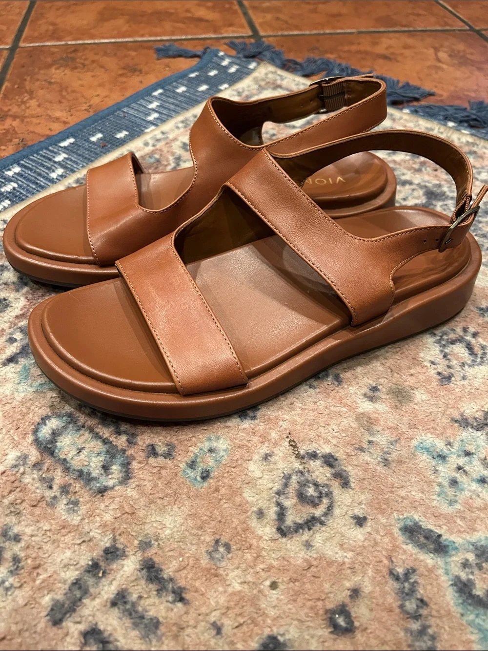Vionic Tan Leather Double-Strap Slingback Sandal - Picture 2 of 15